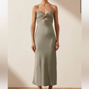SHONA JOY - Luxe Twist Front Sleeveless Midi Dress - Eucalyptus NWT